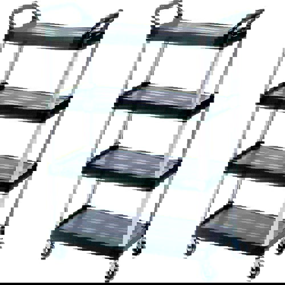 Xtra Utility Cart with Open Sides, Plastic, 4 Shelves, 400 lb Capacity, 40.63